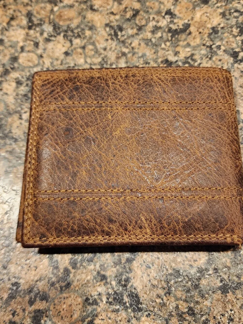 John Deere Brown Distressed Leather Bifold Wallet